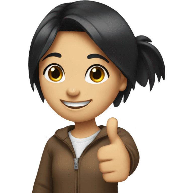 smiling girl with black hair giving thumbs up emoji