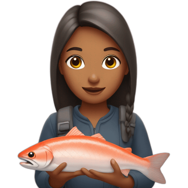 girl holding salmon emoji