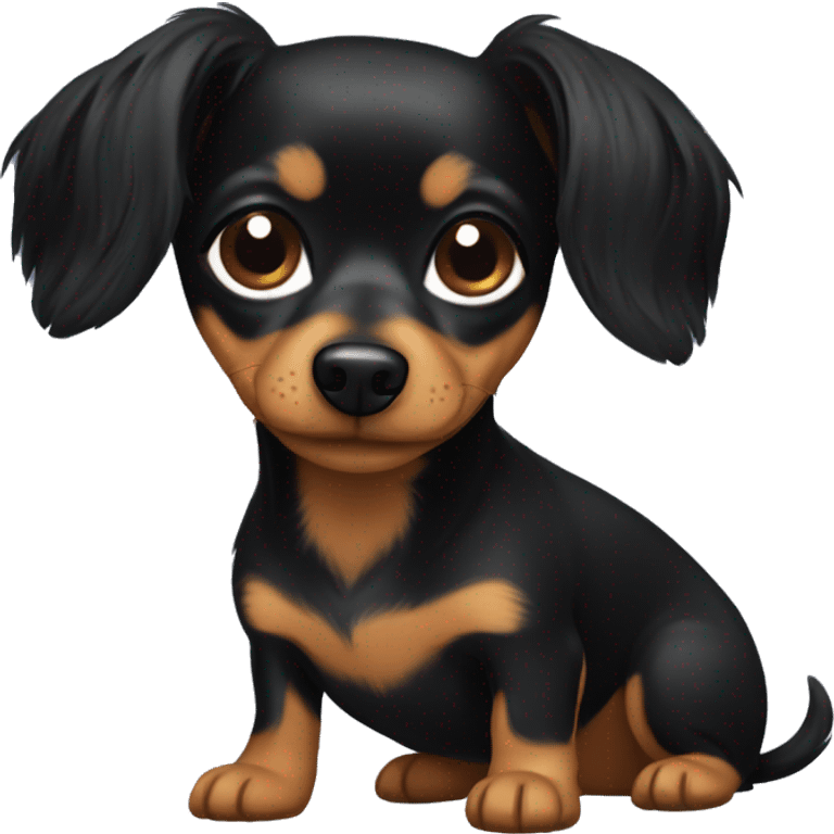 Black chiweenie with long hair emoji