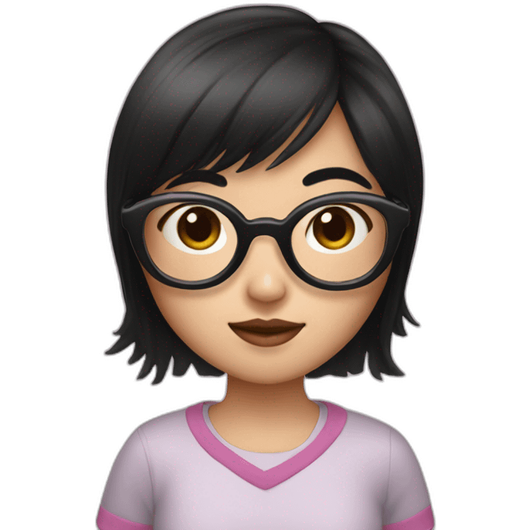 Asian Girl with black hair wearing heart shaped glasses emoji