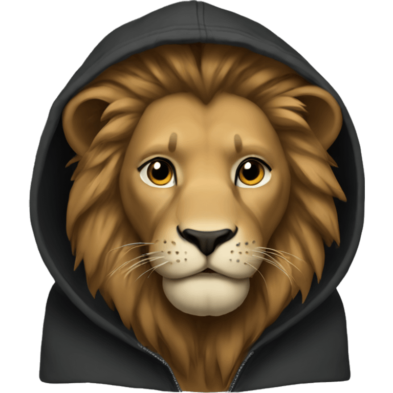 Lion wearing a black hoddie  emoji