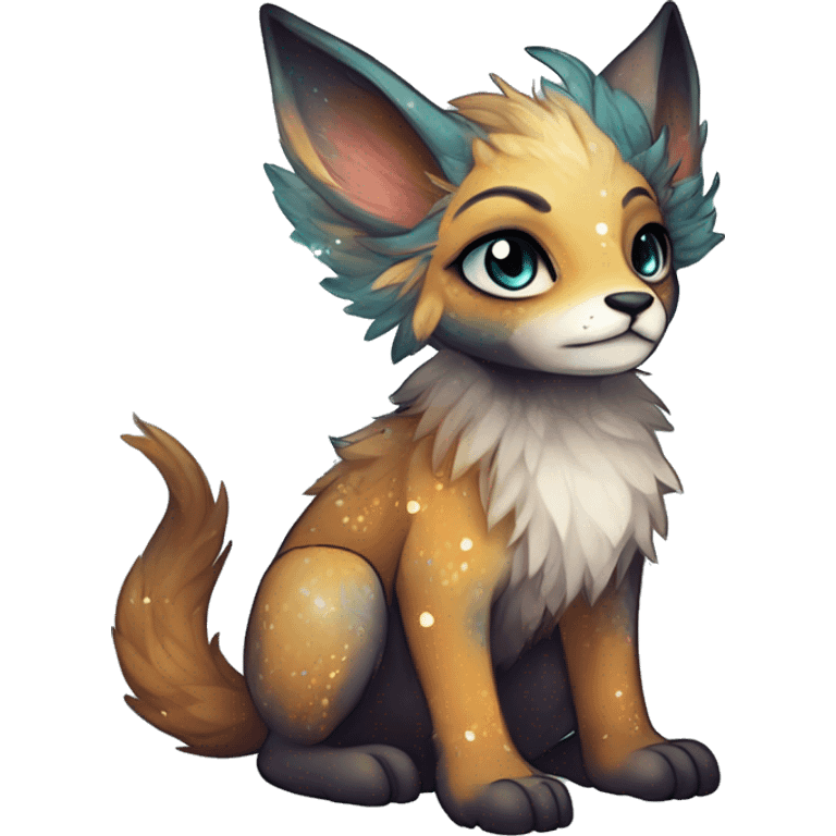 Cool cute Kawaii edgy fantasy animal sparkle fursona Fionbri creature by griffsnuff & LiLaiRa & Falvie full body emoji