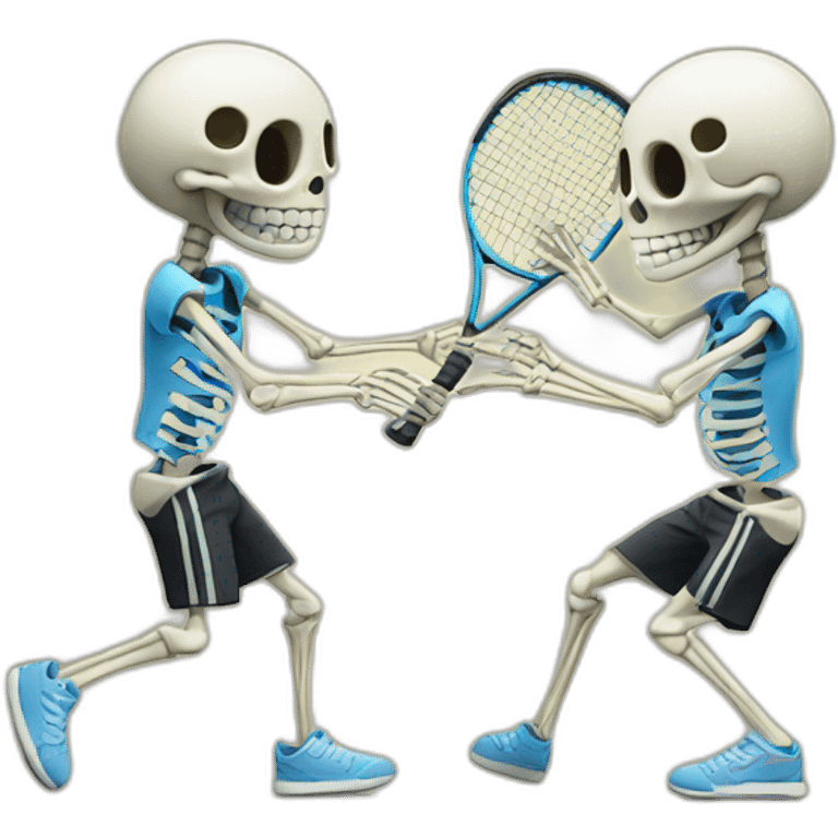 two-skeletons -playing-tennis emoji