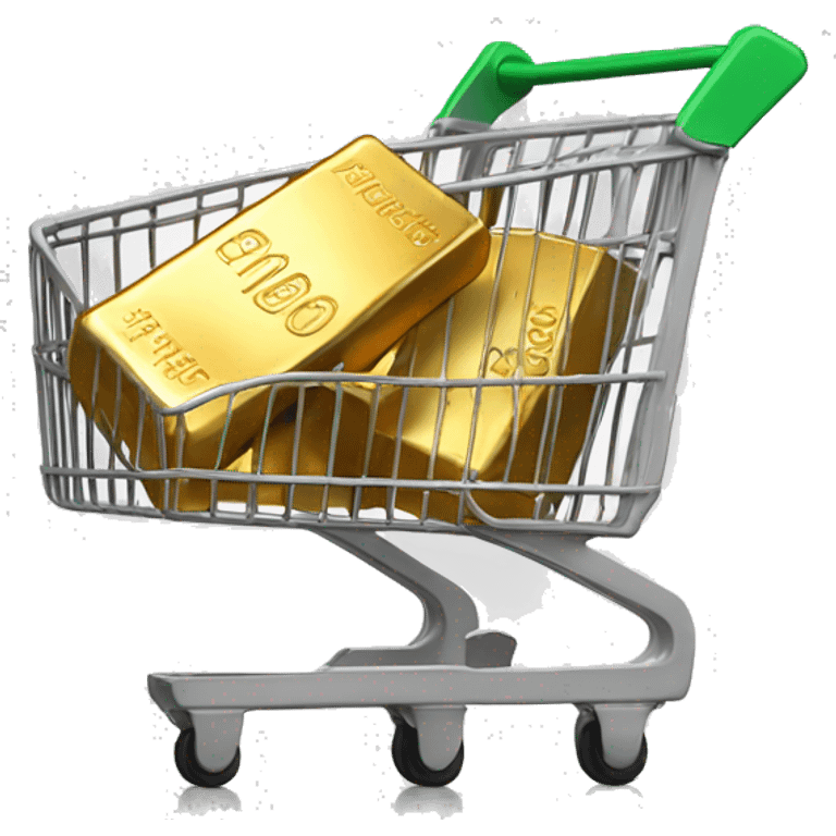 Loaded Shopping Cart with one gold bar  with 100K written on it emoji