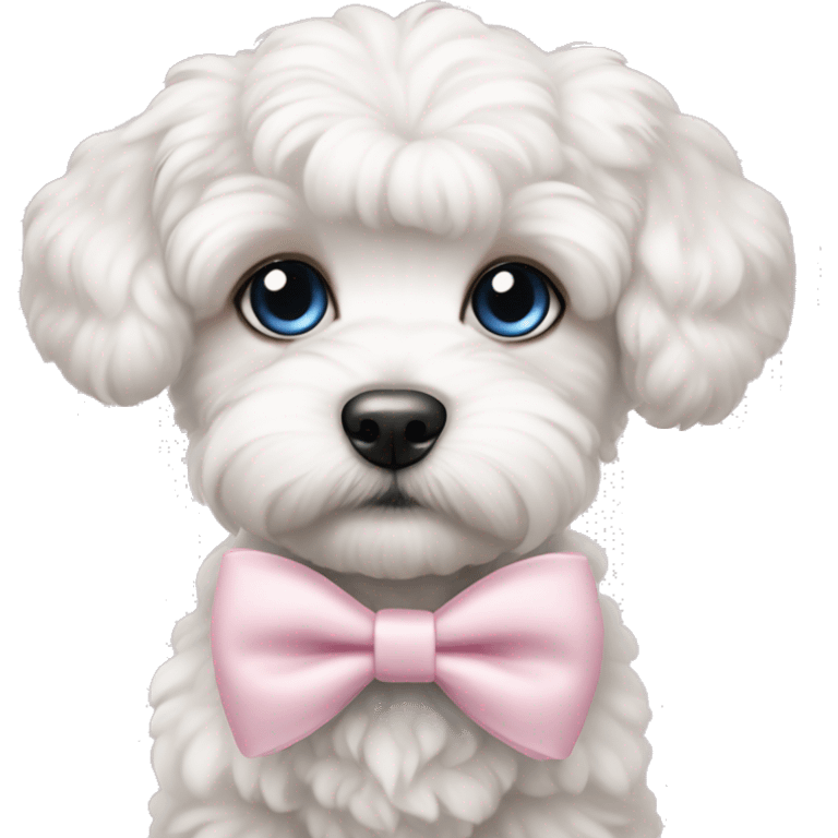 schichon puppy with pale pink bow blue eyes  emoji