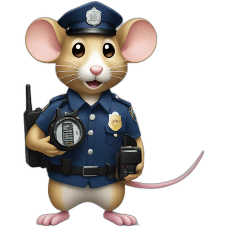 Mouse holding police radio emoji