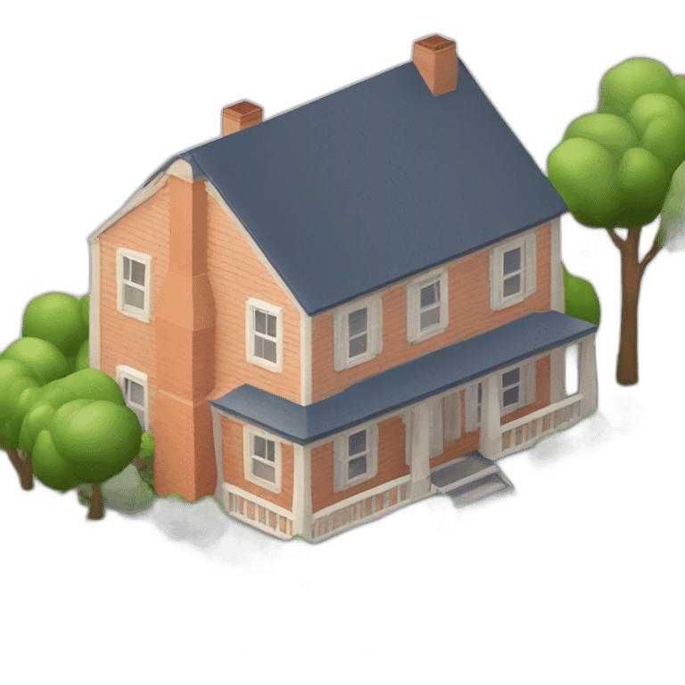 3d-isometric-Suburban-Ranch-house emoji