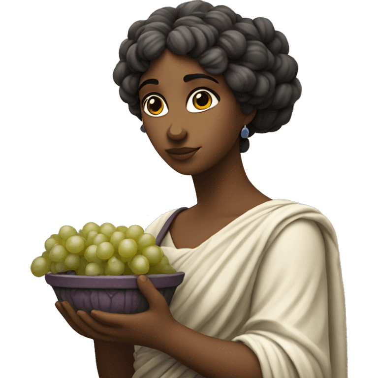 Greek Sappho holds a bunch of grapes in her hand emoji