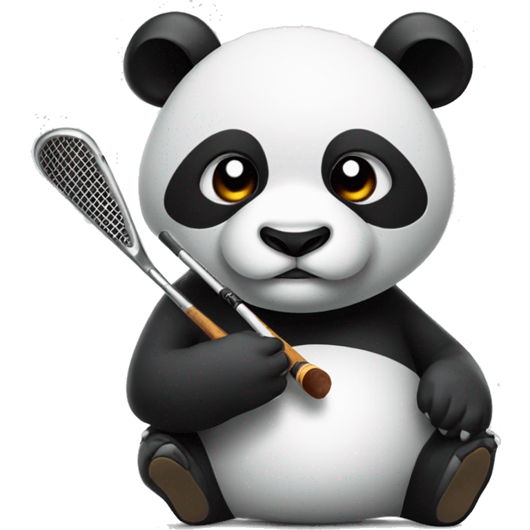 Panda smoking cigar holding an5 iron golf club emoji