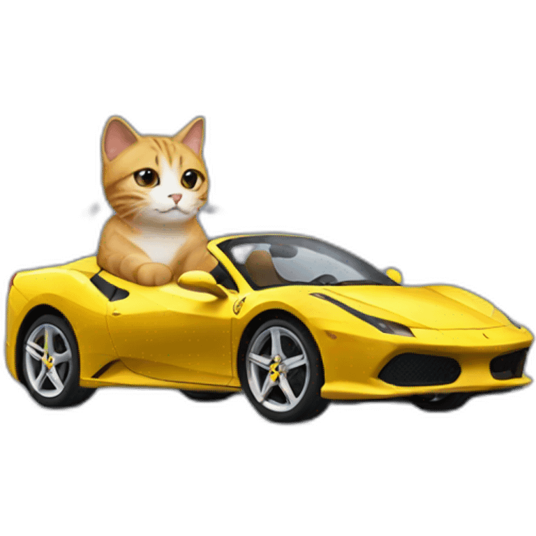 Cat drives a Ferrari emoji