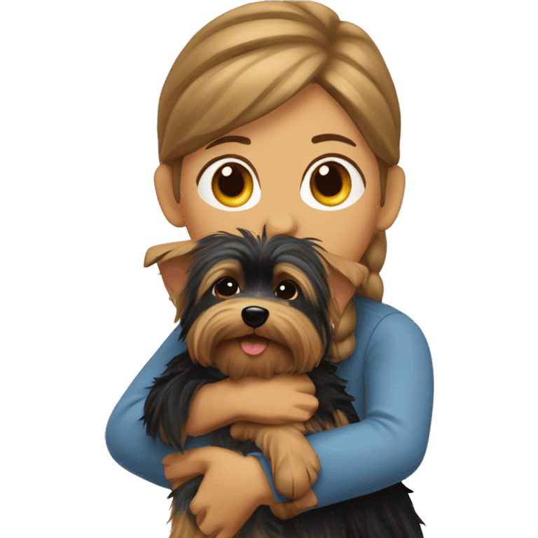 Me hugging Yorkshire terrier  emoji