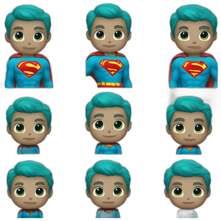 A Superman wears medium aquamarine clothes emoji