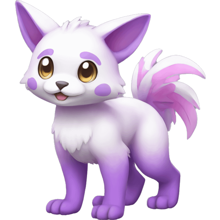 Cute cool purple white pink animal hybrid Fakemon full body emoji