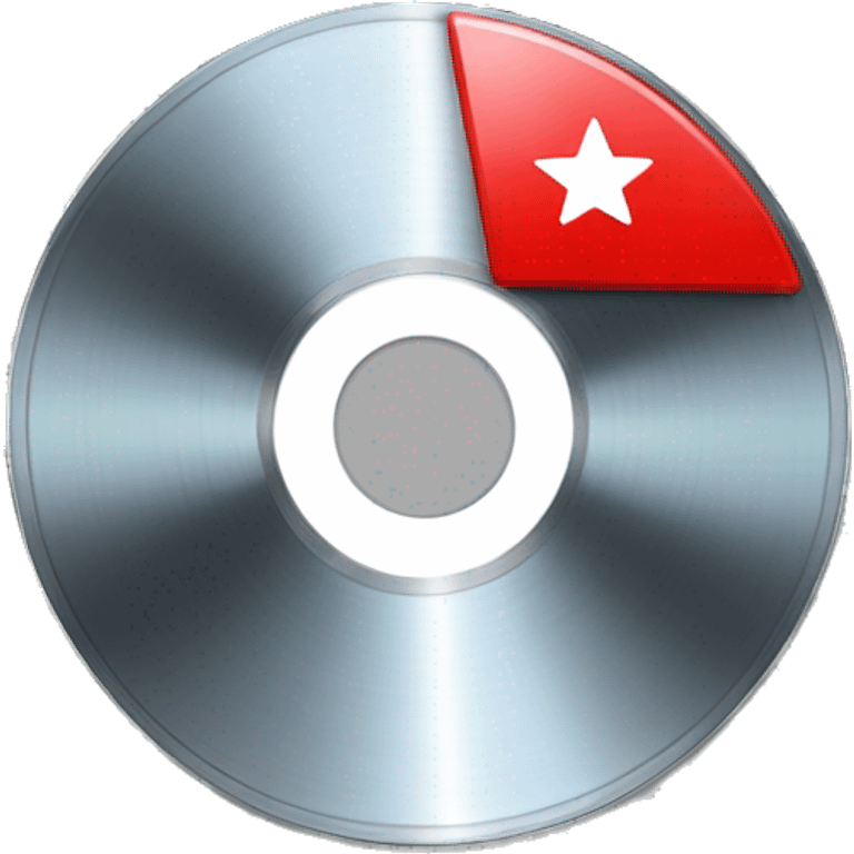 a cd disc with a red star in the middle of it emoji