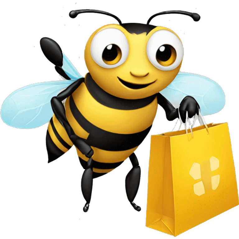 a bee with shopping bag emoji