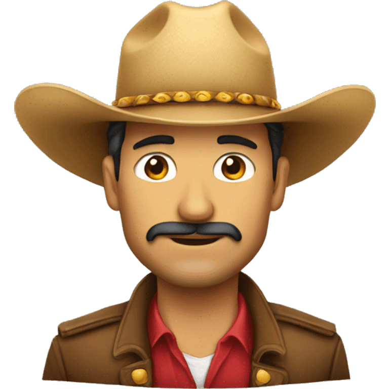 Hombre con sombrero vaquero, sin mostacho con cara delgada emoji