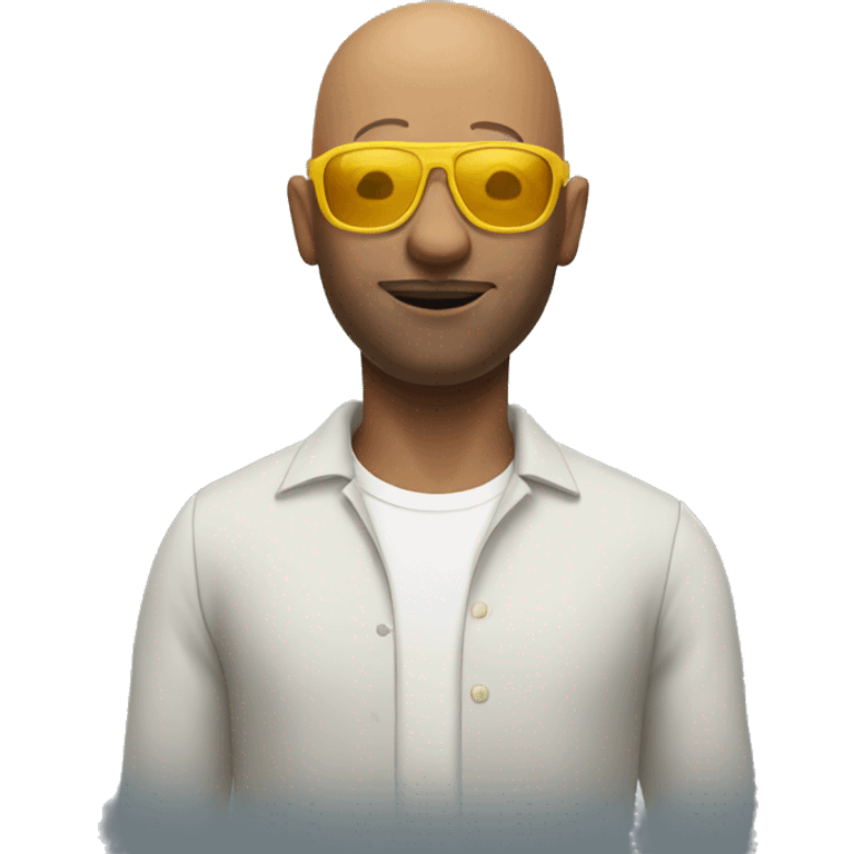 bald man wearing yellow sunglasses emoji