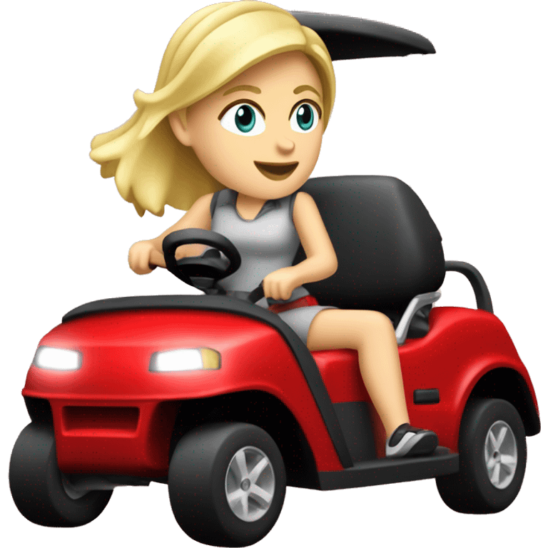 Blonde white girl driving ww golf car in red color emoji