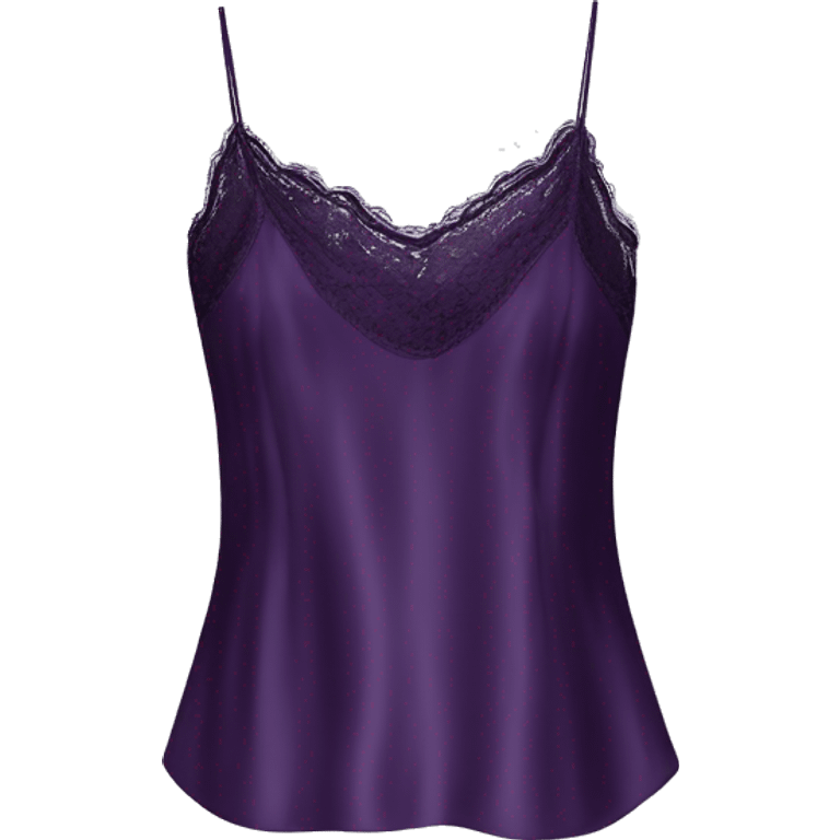 Realistic isolated side view of a dark purple silk lace camisole blouse. emoji