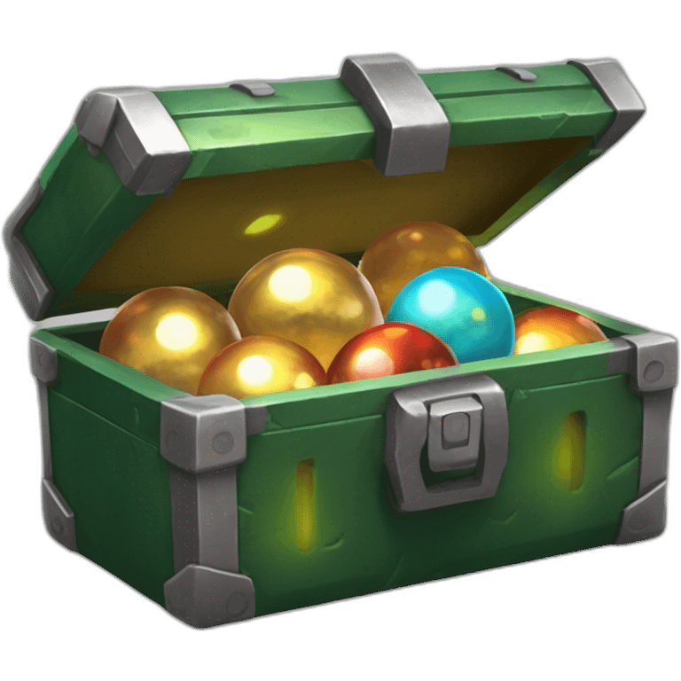 Pokemon Game LootCase Color DarkGreen Rich Treasure Legendary Epic Pokeballs Pokemons and Pokemon Items Inside this have Shiny Glow emoji