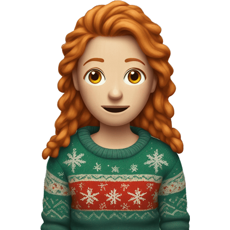 An homeless ginger woman with a Christmas jumper  emoji