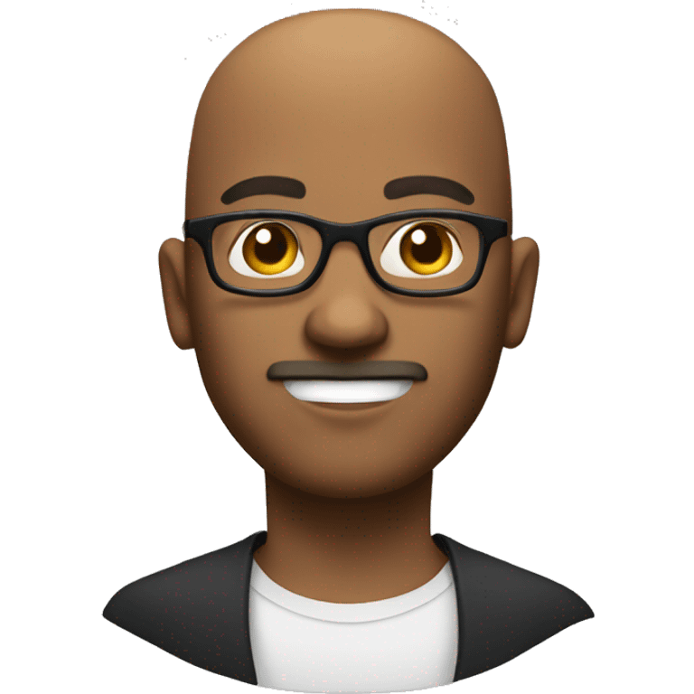 Bald brown guy with goatee with glasses emoji