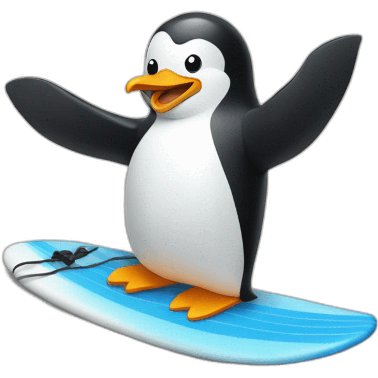 un pinguin qui fait du surf emoji