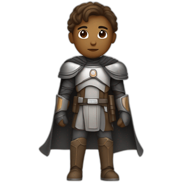 A determined and heroic Star Wars figure, bedecked in a cape and armor, ready to take on any challenge in a starry and mysterious galaxy. emoji