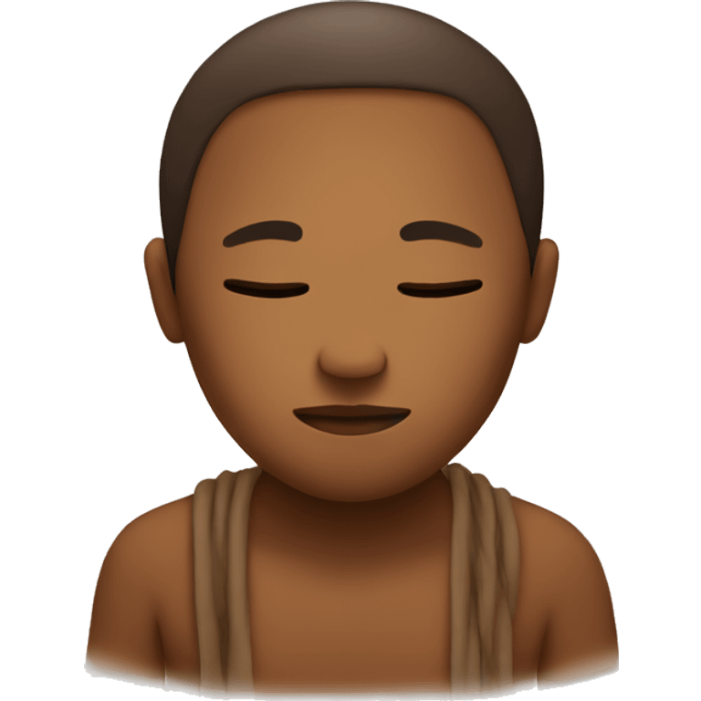 Head only, brown skin, looking down, peacefully meditating emoji