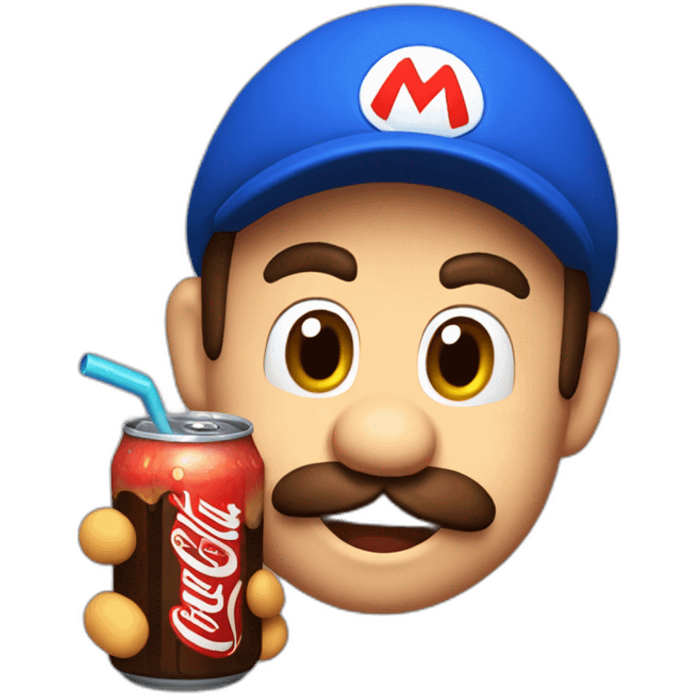 Mario driking a cola emoji