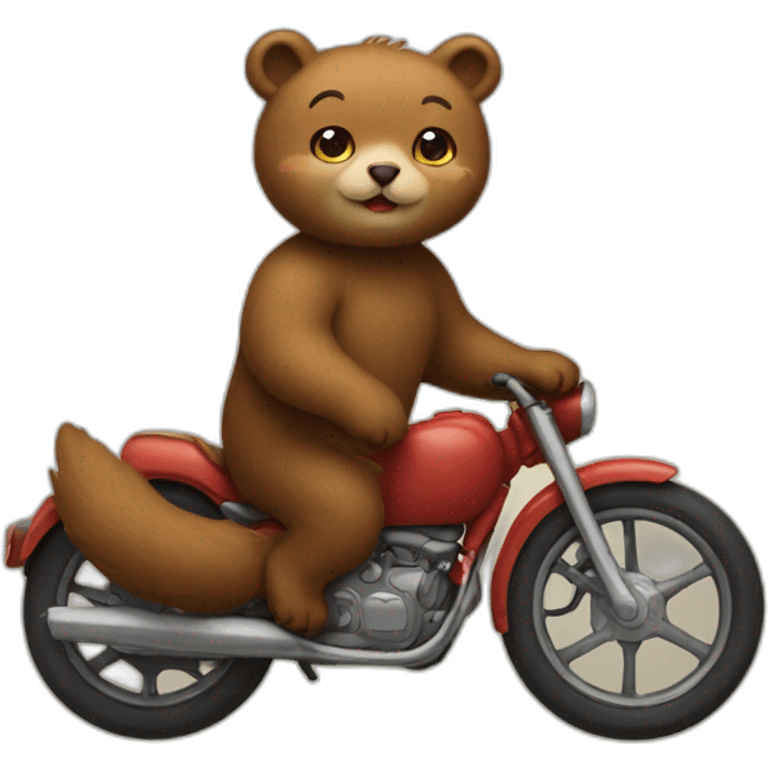 little bear riding on a cat emoji