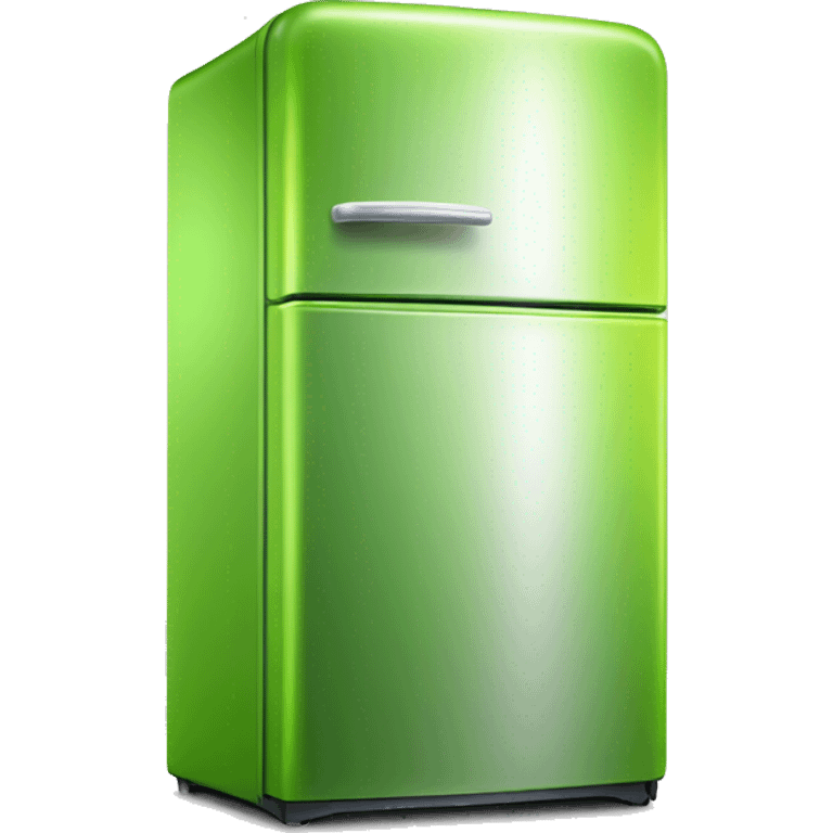 Realistic metallic lime green fridge isolated. emoji