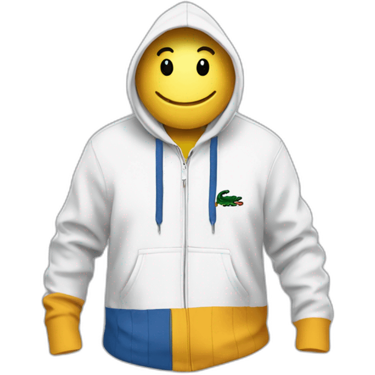 Lacoste smiking friends with white lacoste hoodie emoji