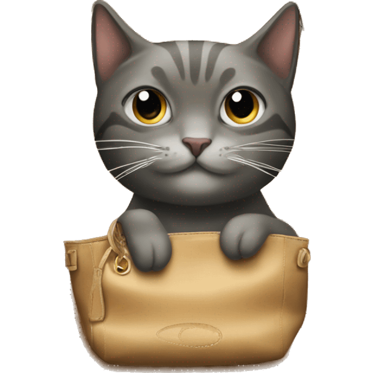 A bag Lonchamp with a cat on emoji