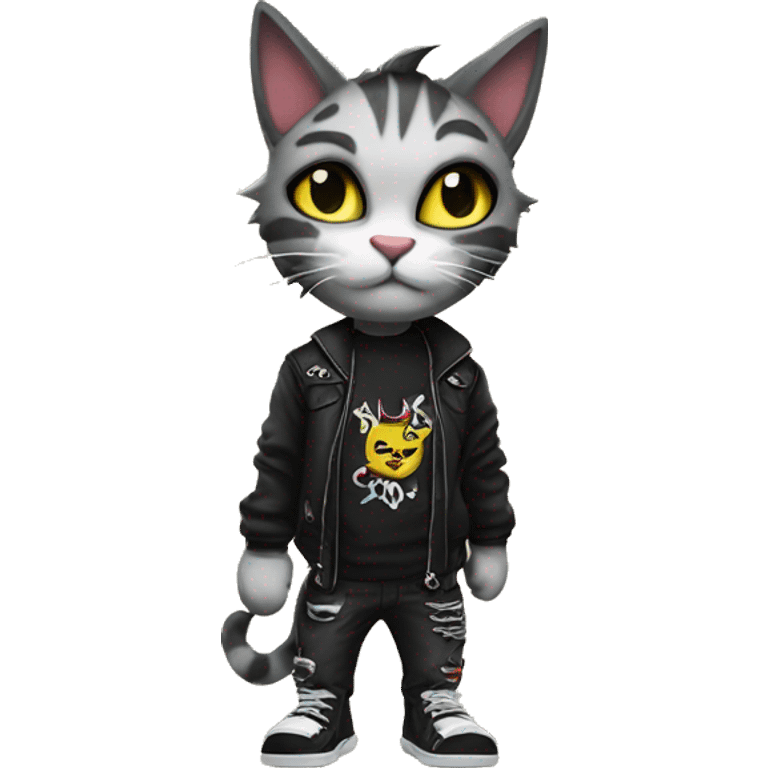 Anthro Punk Feline Full body with catcents logo emoji