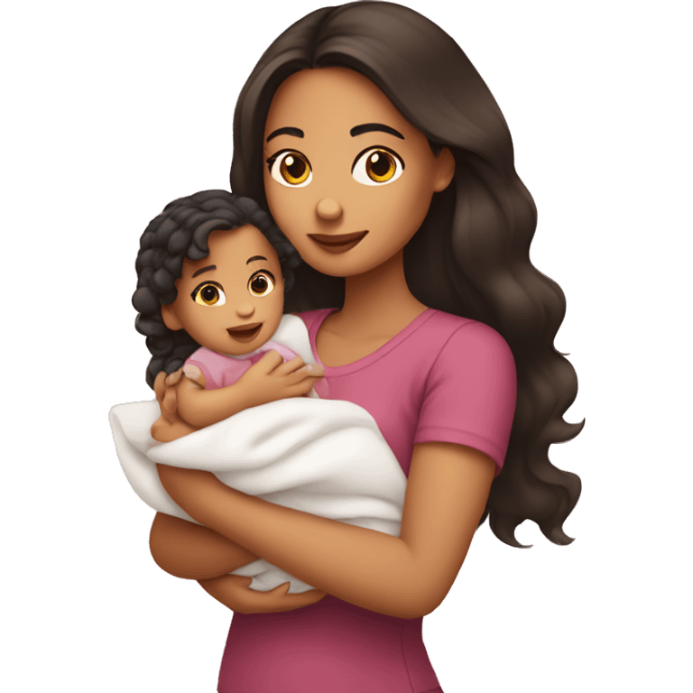 hispanic girl holding 2 month old baby girl emoji