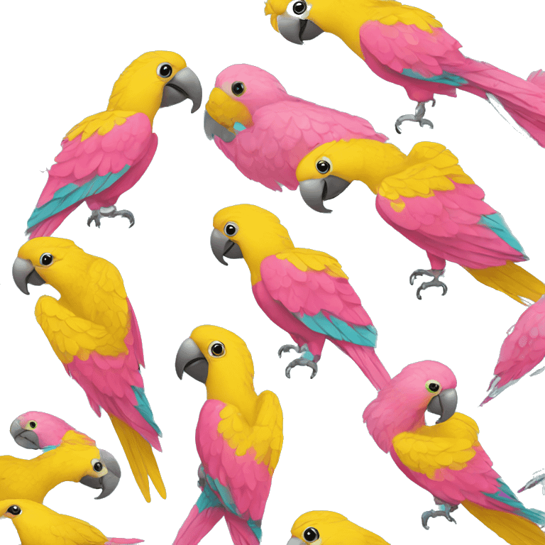 Summer beach cyan pink mustard yellow multicoloured parrot Spanish Italian Mediterranean style emoji