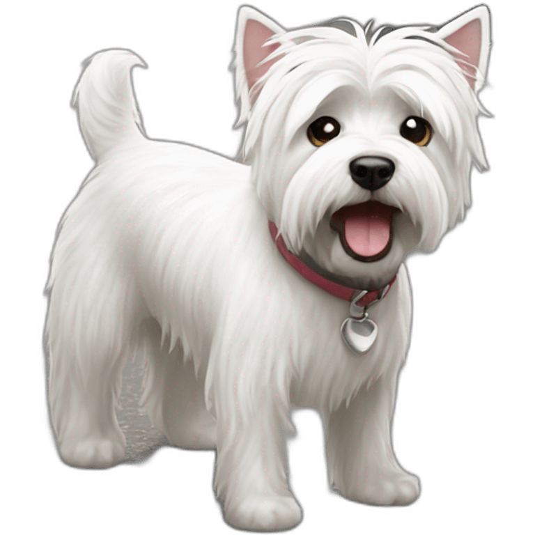 Highland White Terrier poops on the street emoji