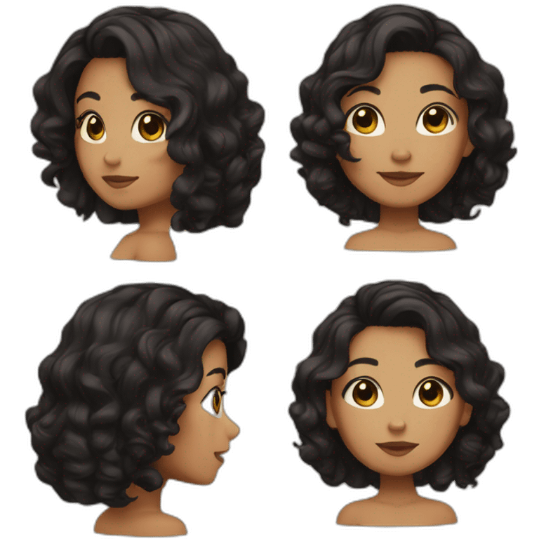 Female with black wavy hair, brown eyes, tanned skin emoji