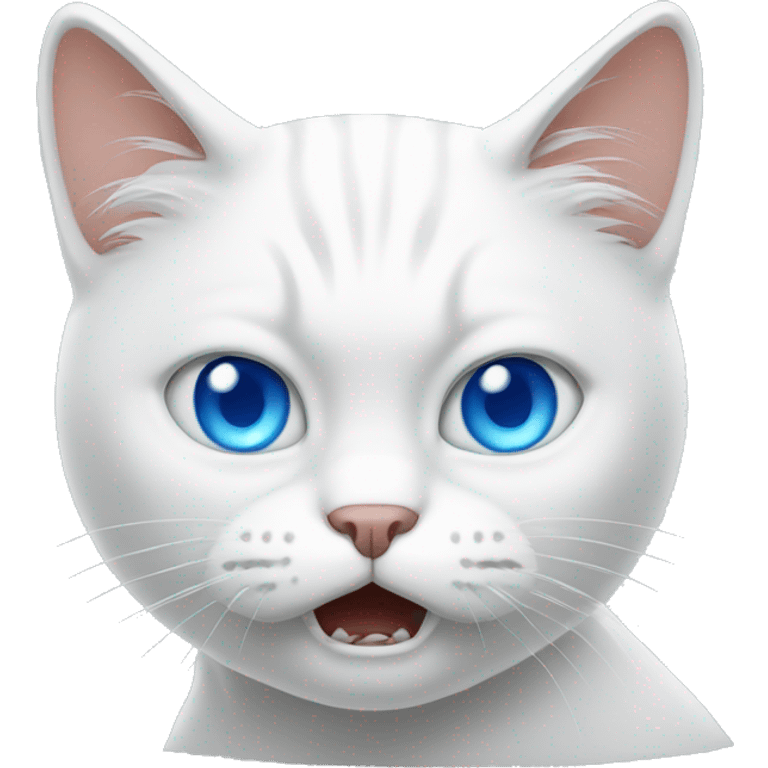 Angry white cat with blue eyes  emoji