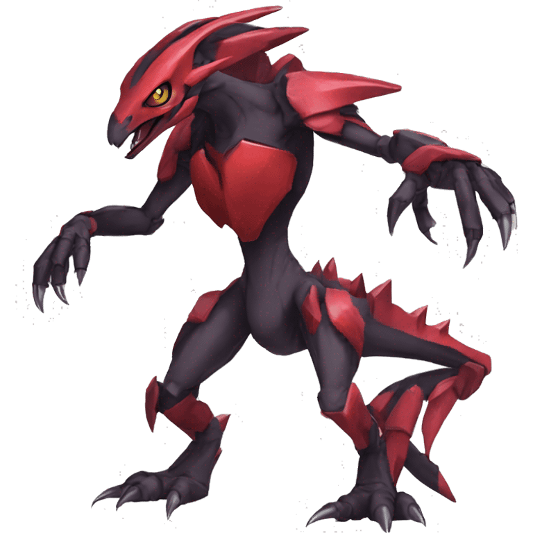  Cool Edgy Punk Black Red Digimon-Fakemon-Raptor-Genesect-Reptile full body emoji