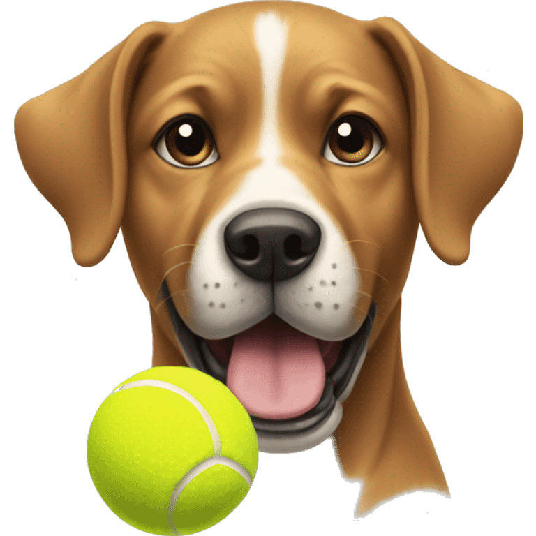 A dog with a tennis ball emoji