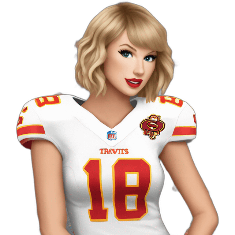 taylor swift wearing travis kelce jersey emoji