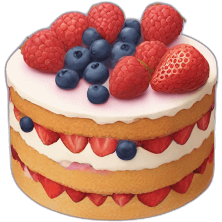  Cake With Strawberries, blueberry and raspberry emoji