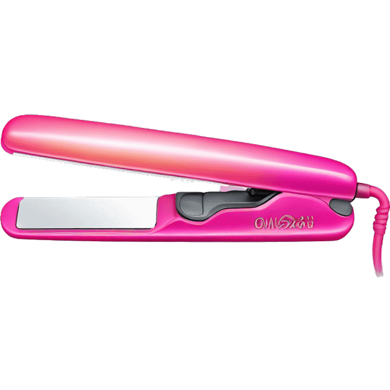 Pink ombre hair straightener with glitter emoji