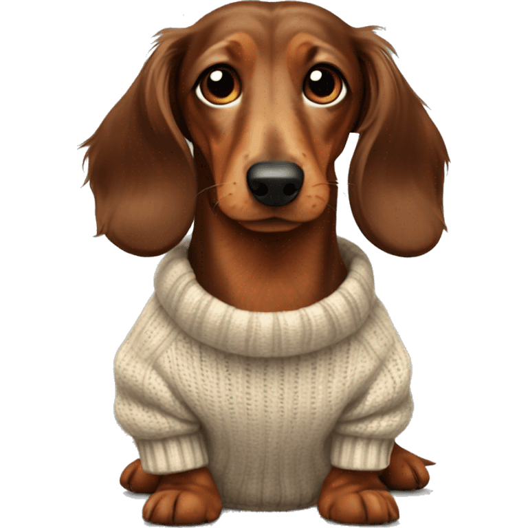 Brown Long-haired dachshund in a sweater emoji