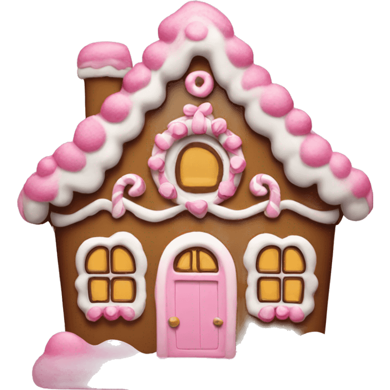 Pink gingerbread house emoji