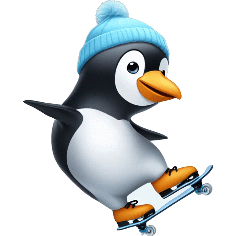 Penguin ice skating emoji