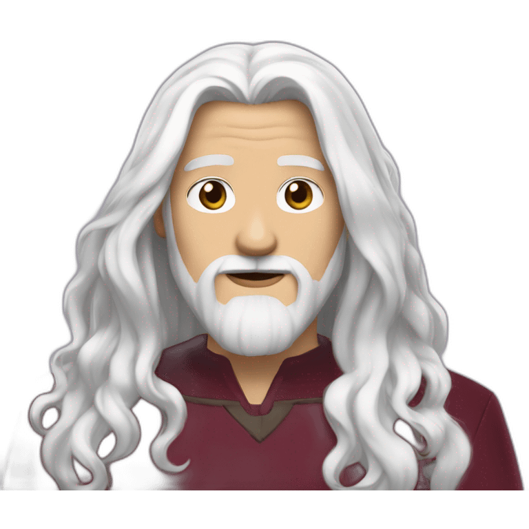 avatar roku long white hair and beard and maroon dress emoji