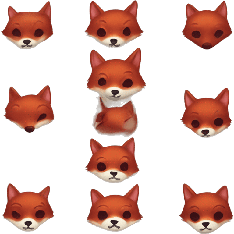 dark red fox face with tiny red heart instead of eyes emoji